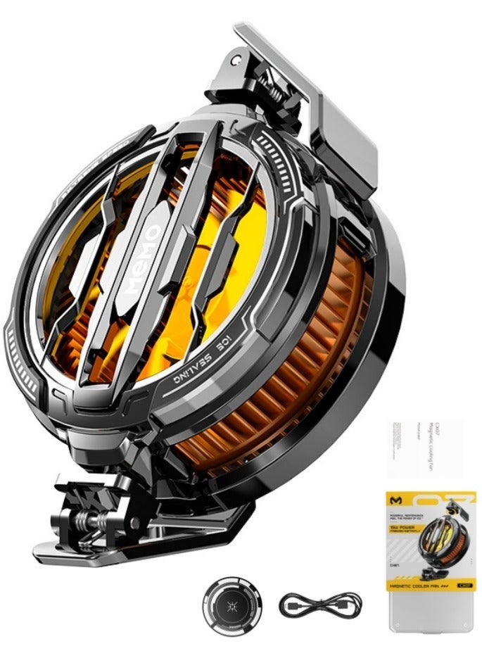 Memo Magnetic Phone Cooler, Portable Phone Cooling Fan, Universal Phone Fan Cellphone Radiator for iOS/Android/Tiktok Live Streaming ect,Black+RGB - Image 1